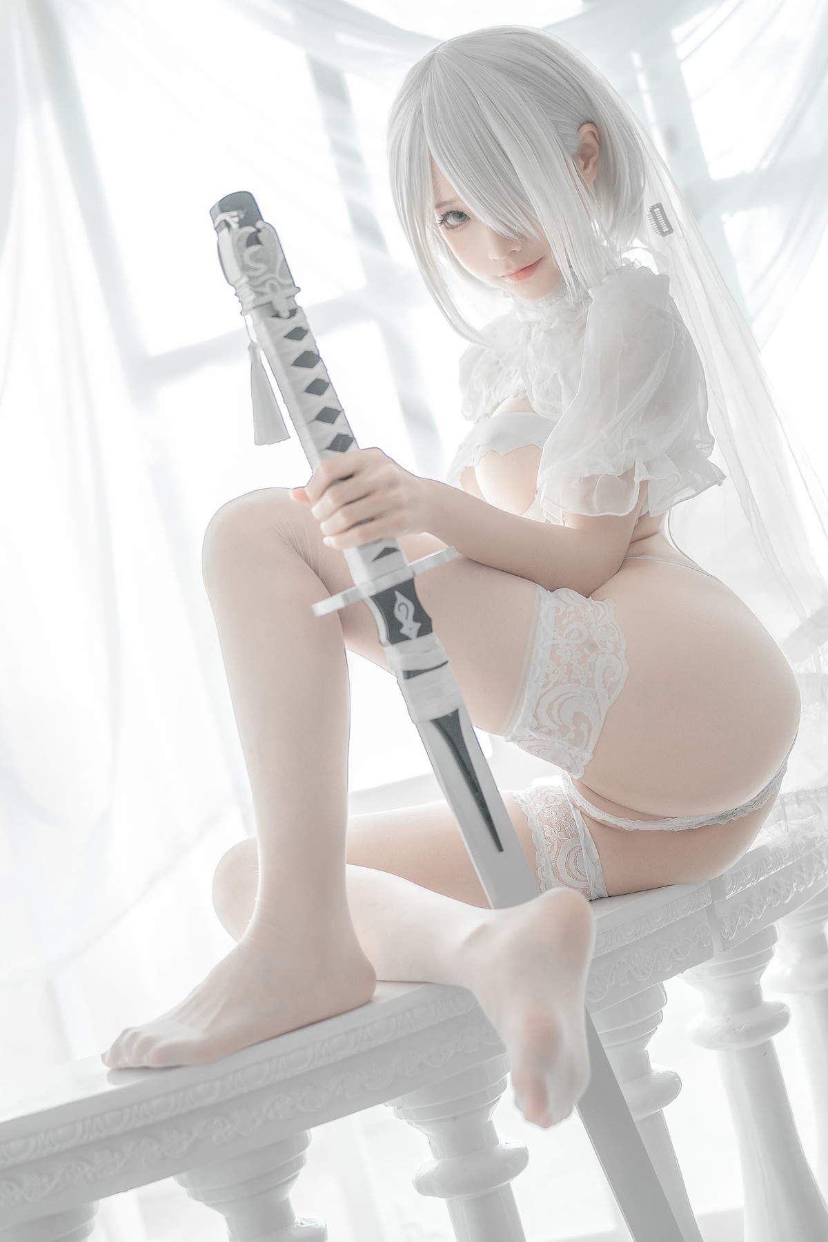 Silly Momo Cosplay 2B White Wedding Dress