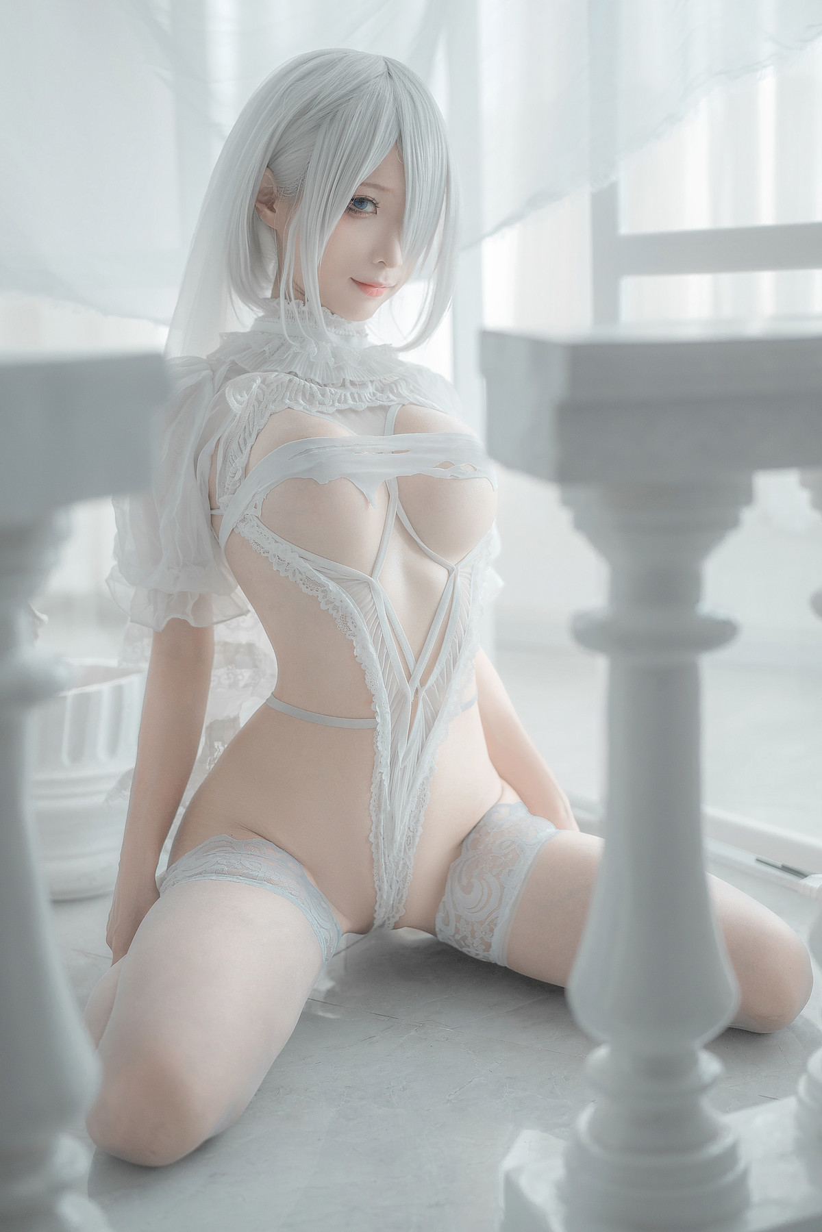 Silly Momo Cosplay 2B White Wedding Dress