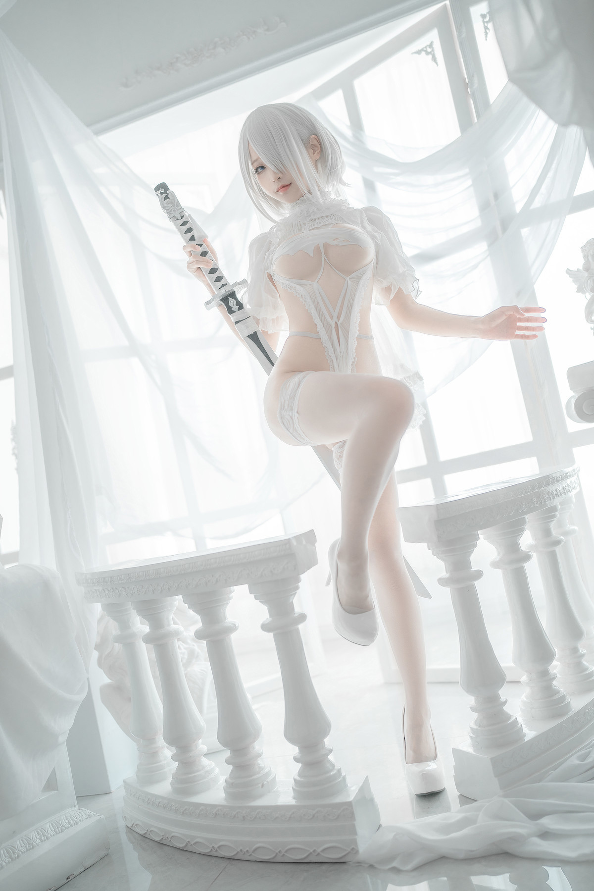 Silly Momo Cosplay 2B White Wedding Dress