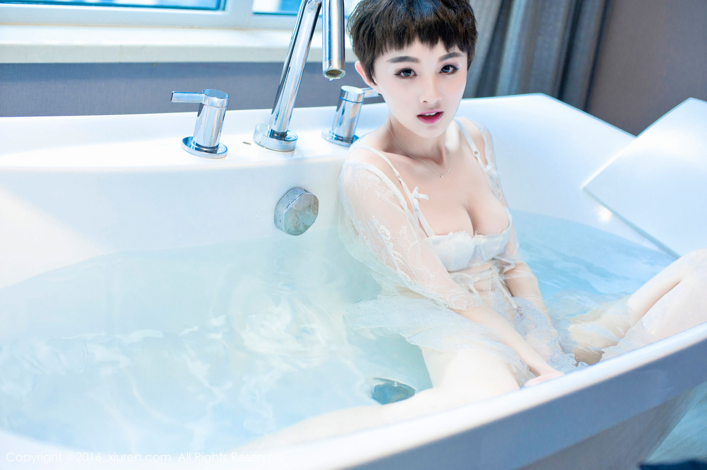 Xiao Yang Mi @baby_kiki Uniform shirt, casual lining, bathtub wet body Xiuren xiuren No.600