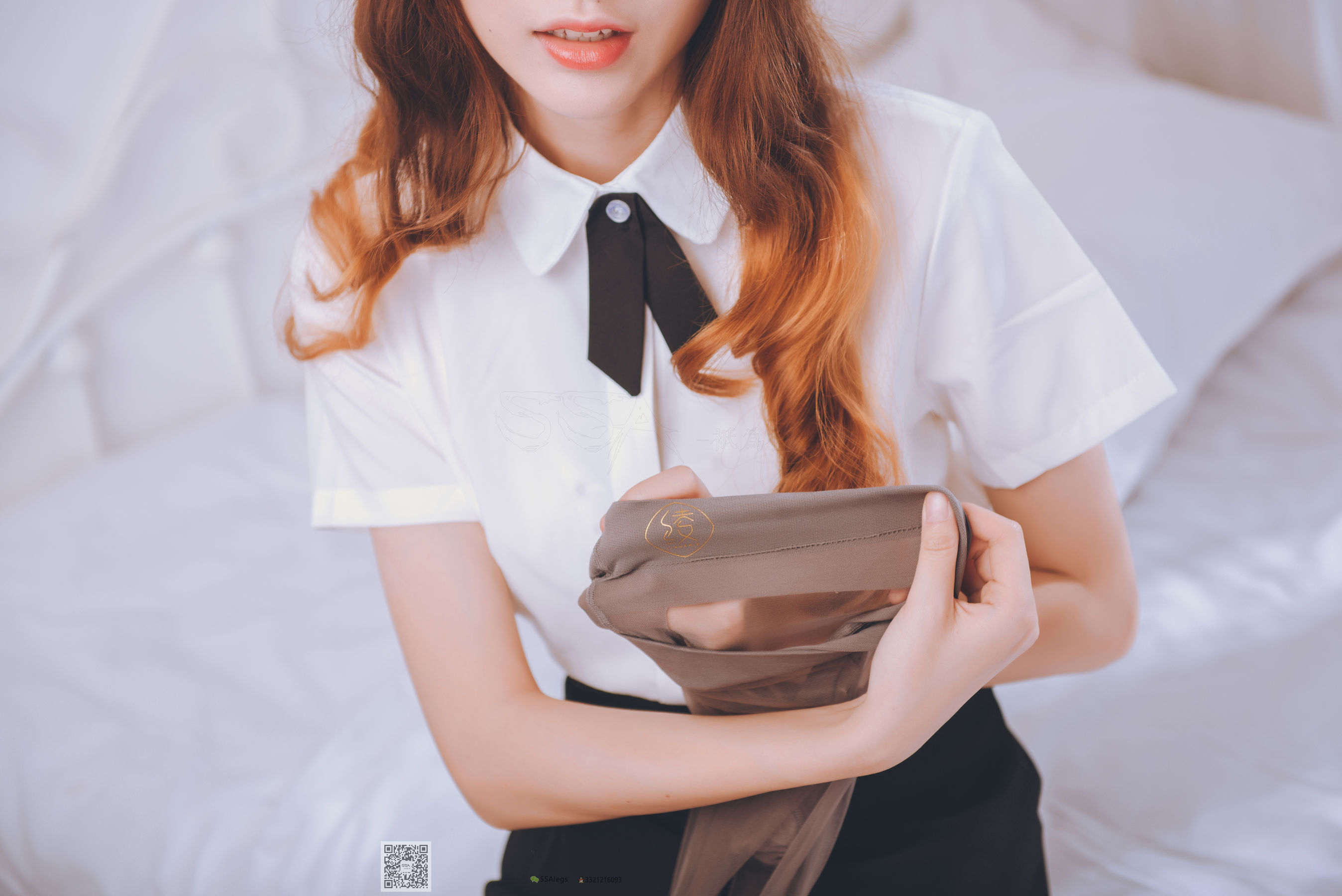 SSA Silk Club Super Qing photo No.020 Xiao Qiqi female secretary secretary boudoir gray stockings