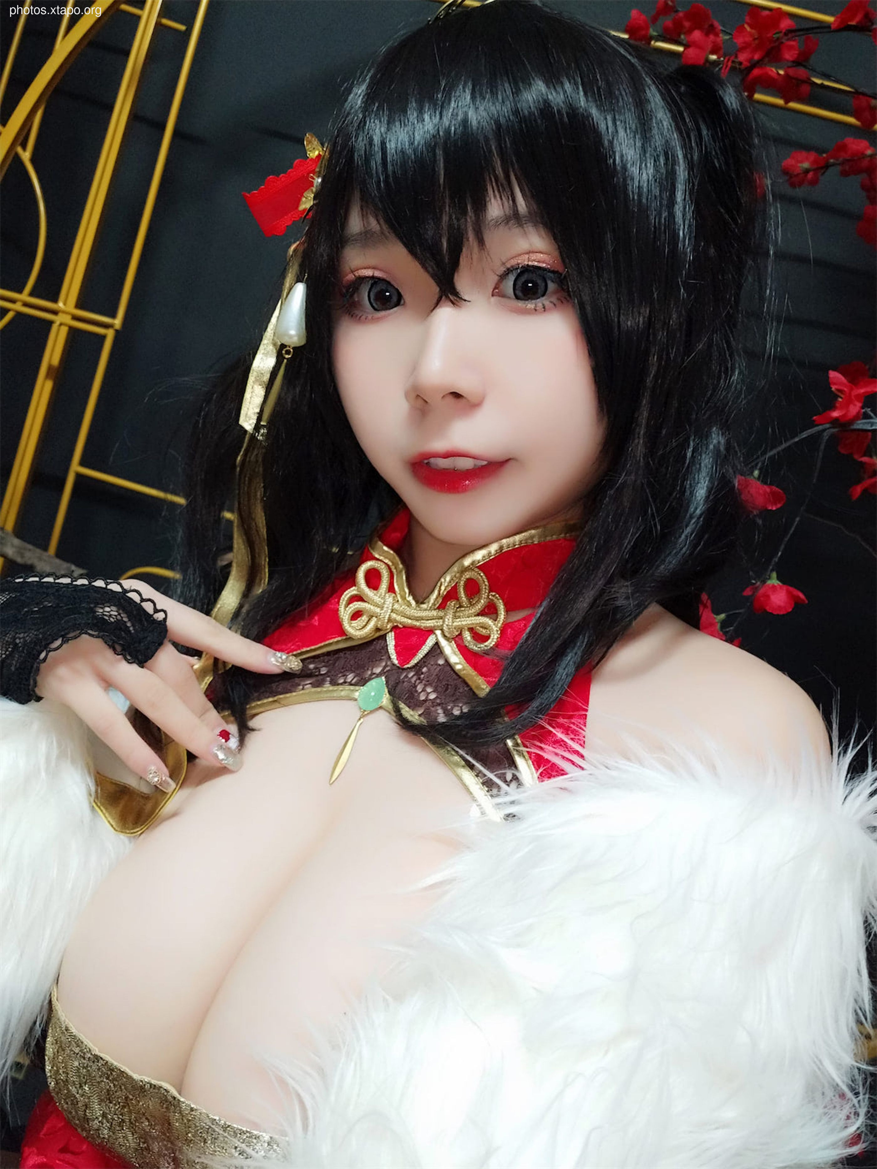 Face Little Angel Blue Line Dafeng Red Cheongsam