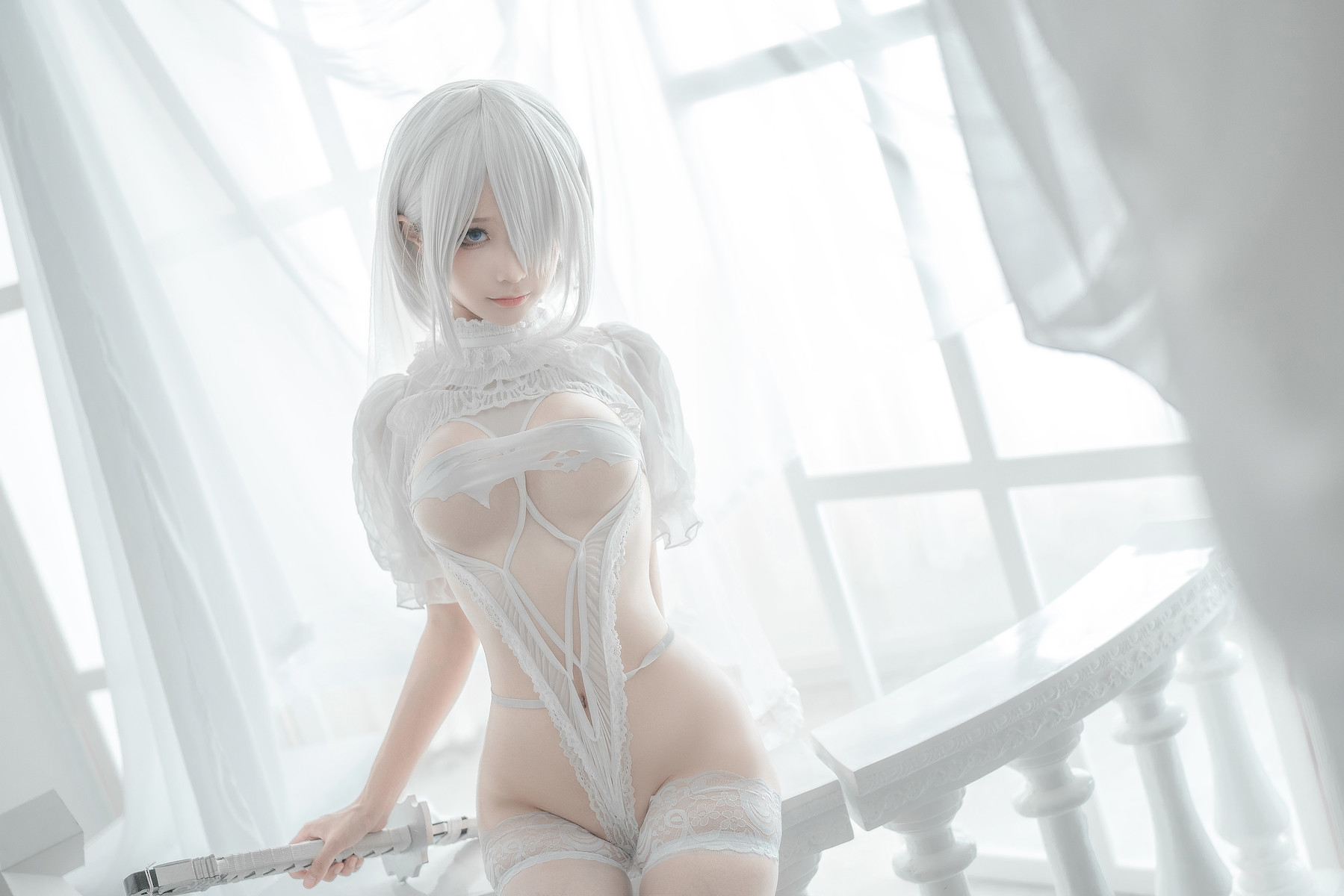 Silly Momo Cosplay 2B White Wedding Dress