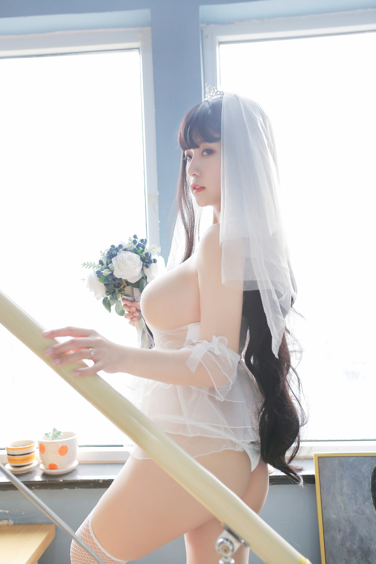 Cosplay Sakura Sakura Long Hair Wedding Dress Set.02