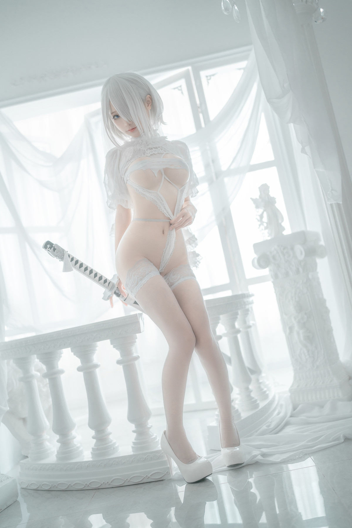 Silly Momo Cosplay 2B White Wedding Dress