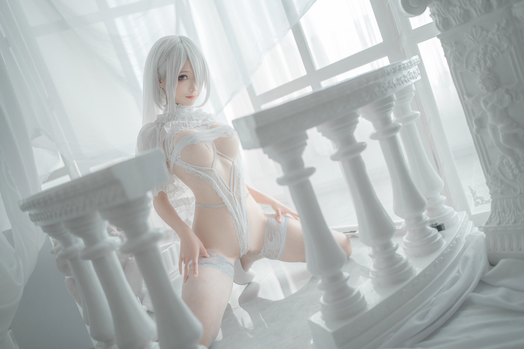 Silly Momo Cosplay 2B White Wedding Dress