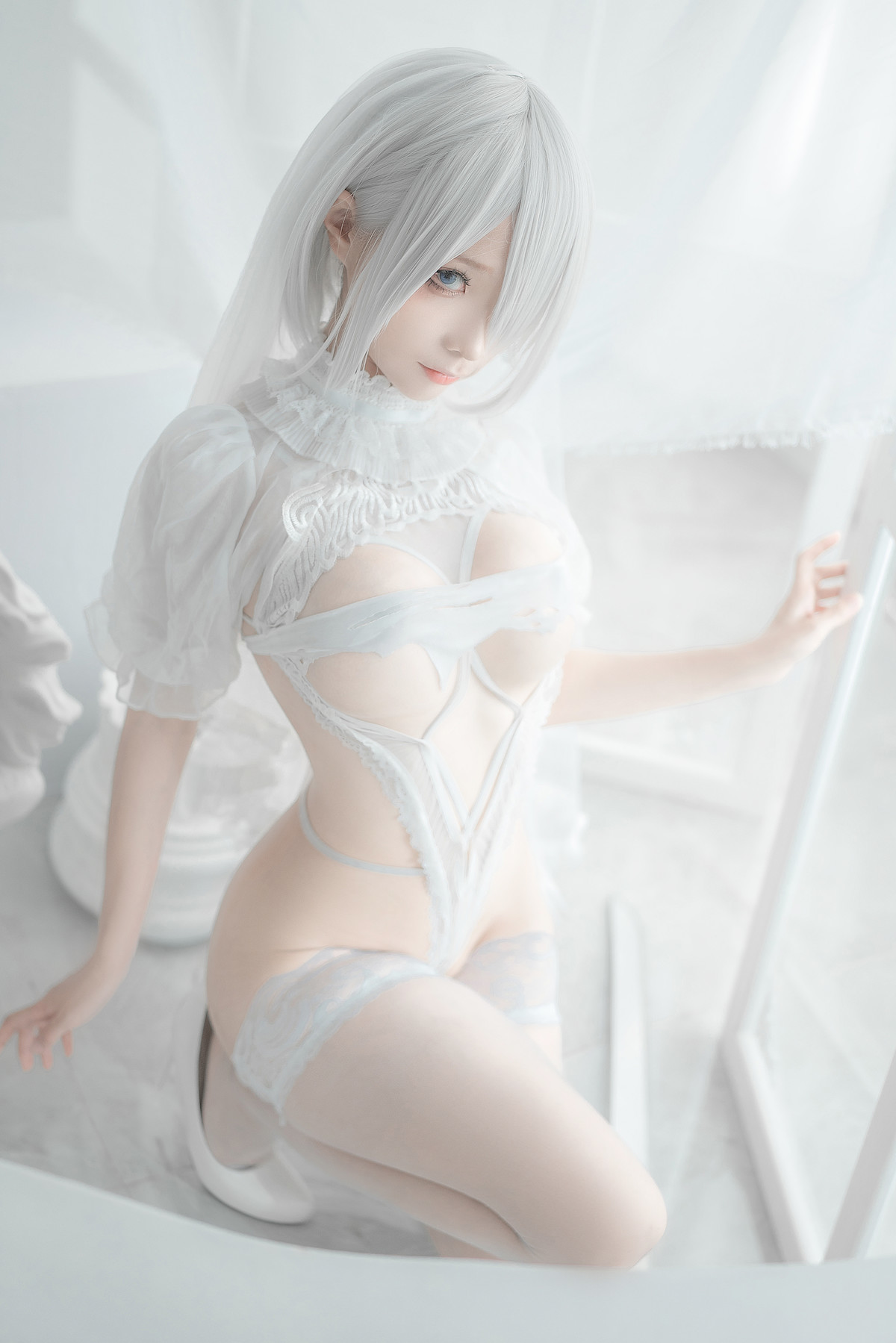 Silly Momo Cosplay 2B White Wedding Dress