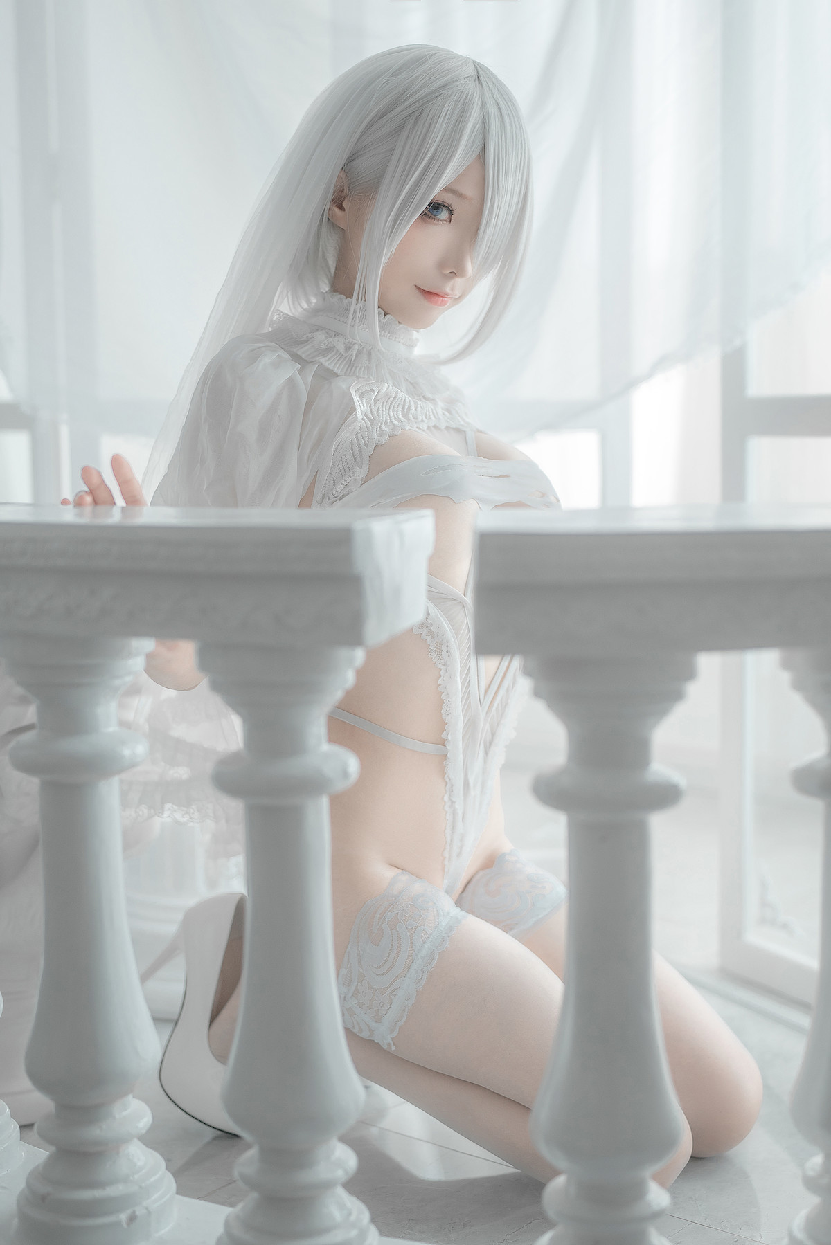 Silly Momo Cosplay 2B White Wedding Dress