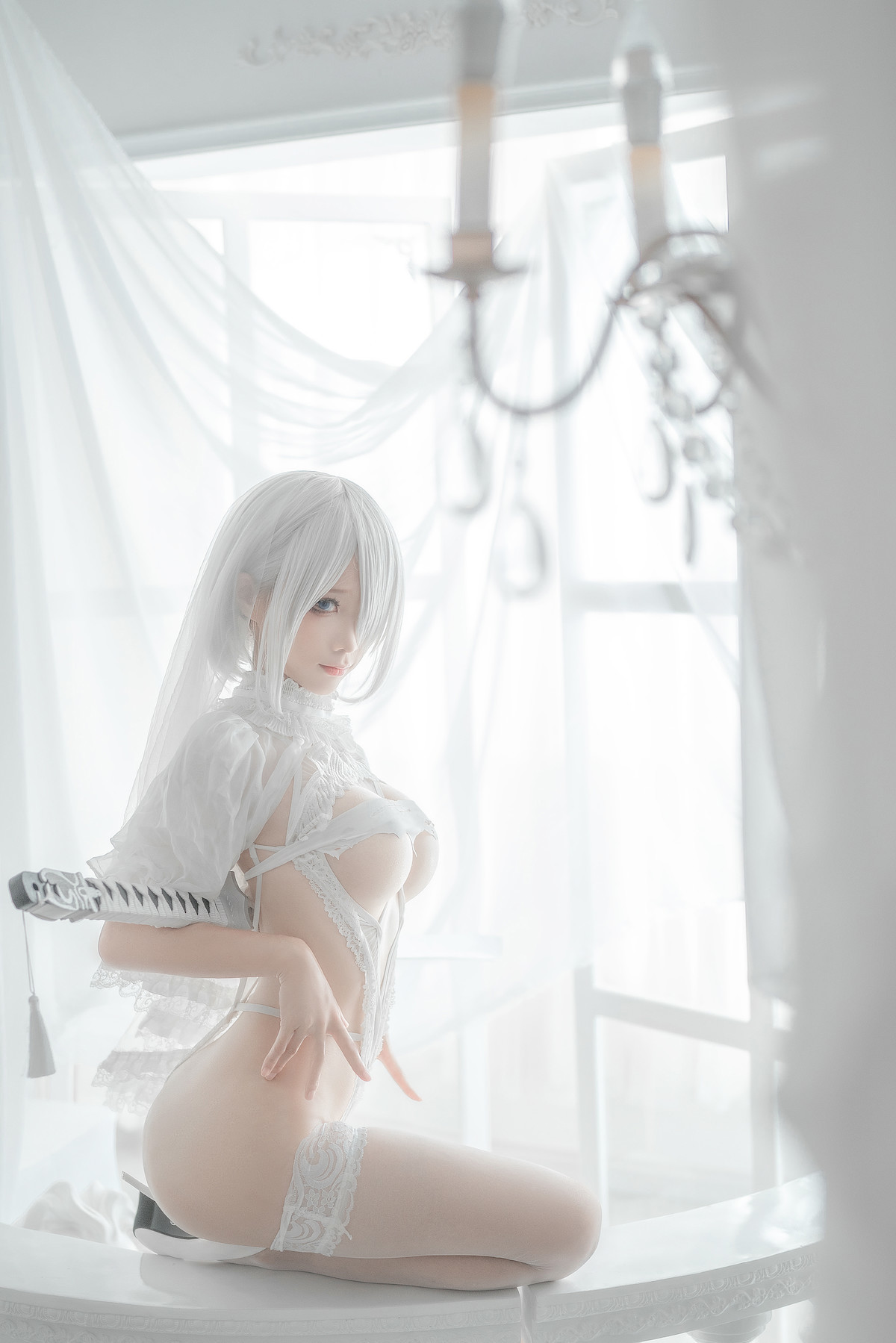 Silly Momo Cosplay 2B White Wedding Dress