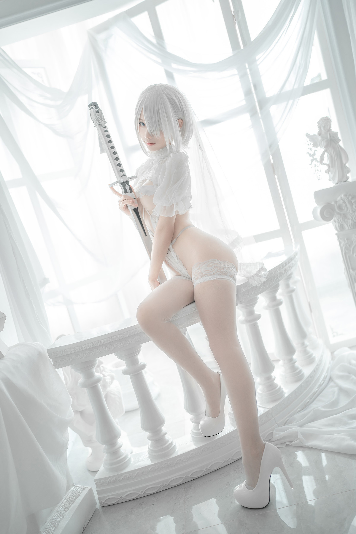 Silly Momo Cosplay 2B White Wedding Dress