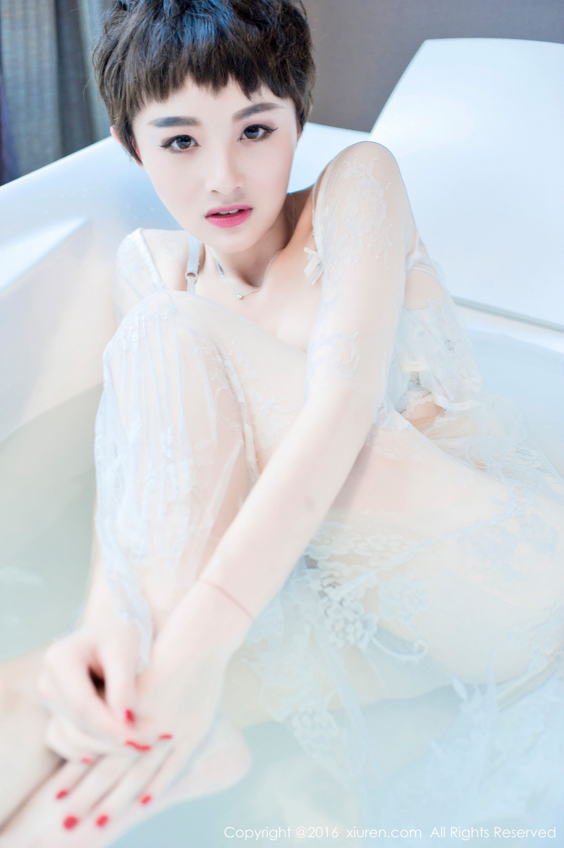 Xiao Yang Mi @baby_kiki Uniform shirt, casual lining, bathtub wet body Xiuren xiuren No.600