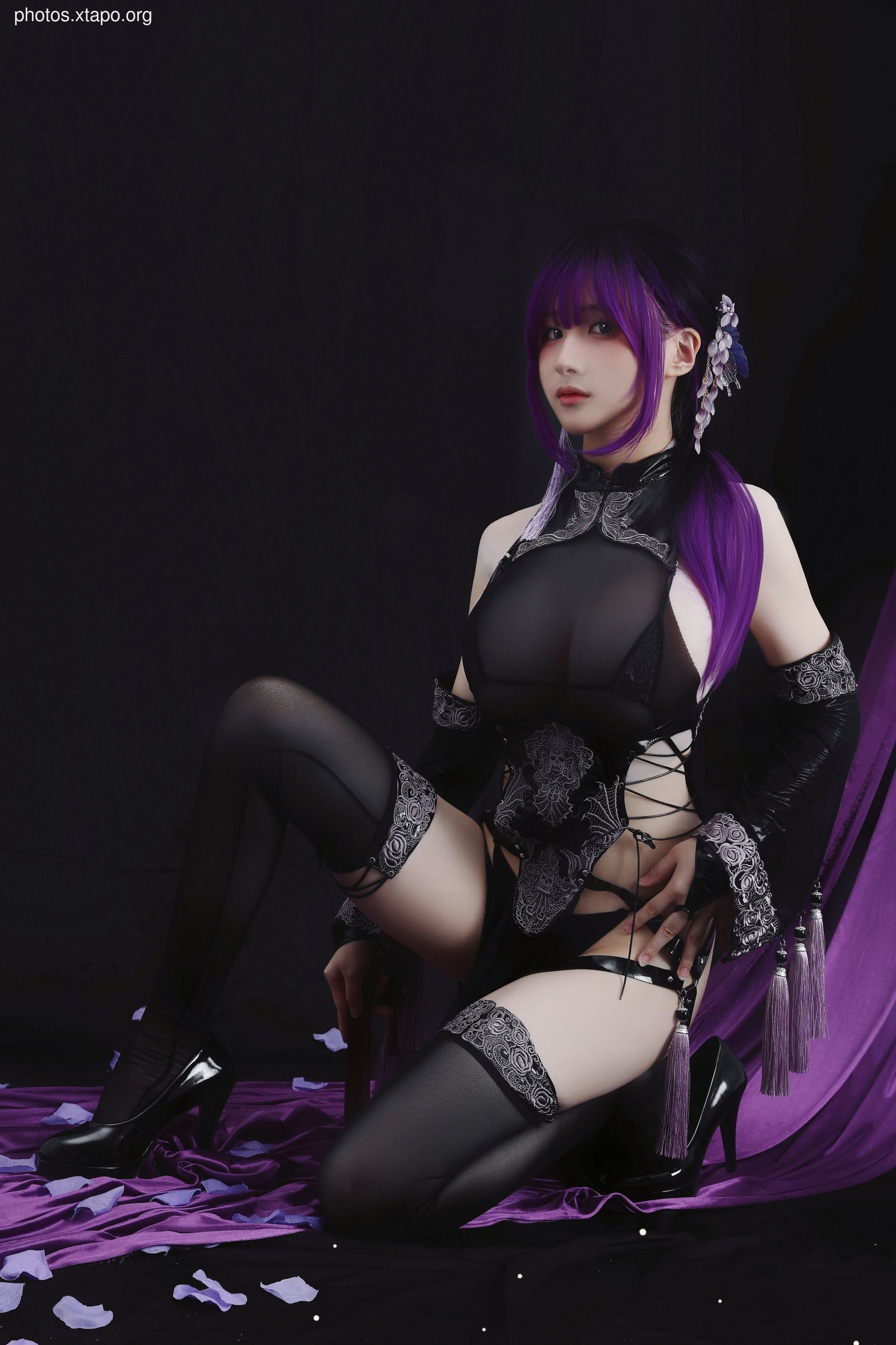 Younian Youmeko Purple Susi Cheongsam 35P-367MB