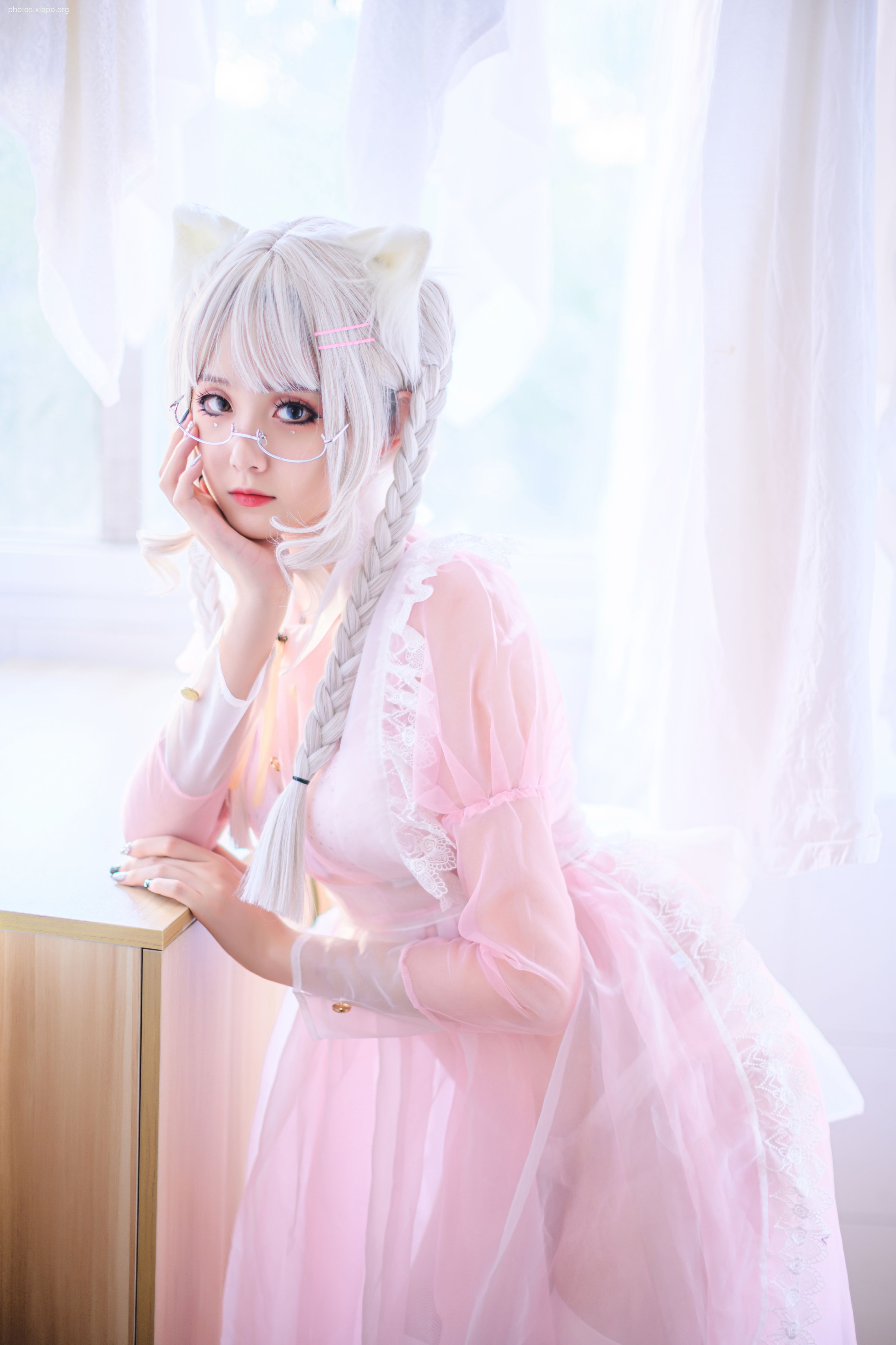 Qiu Chuchu pink transparent maid