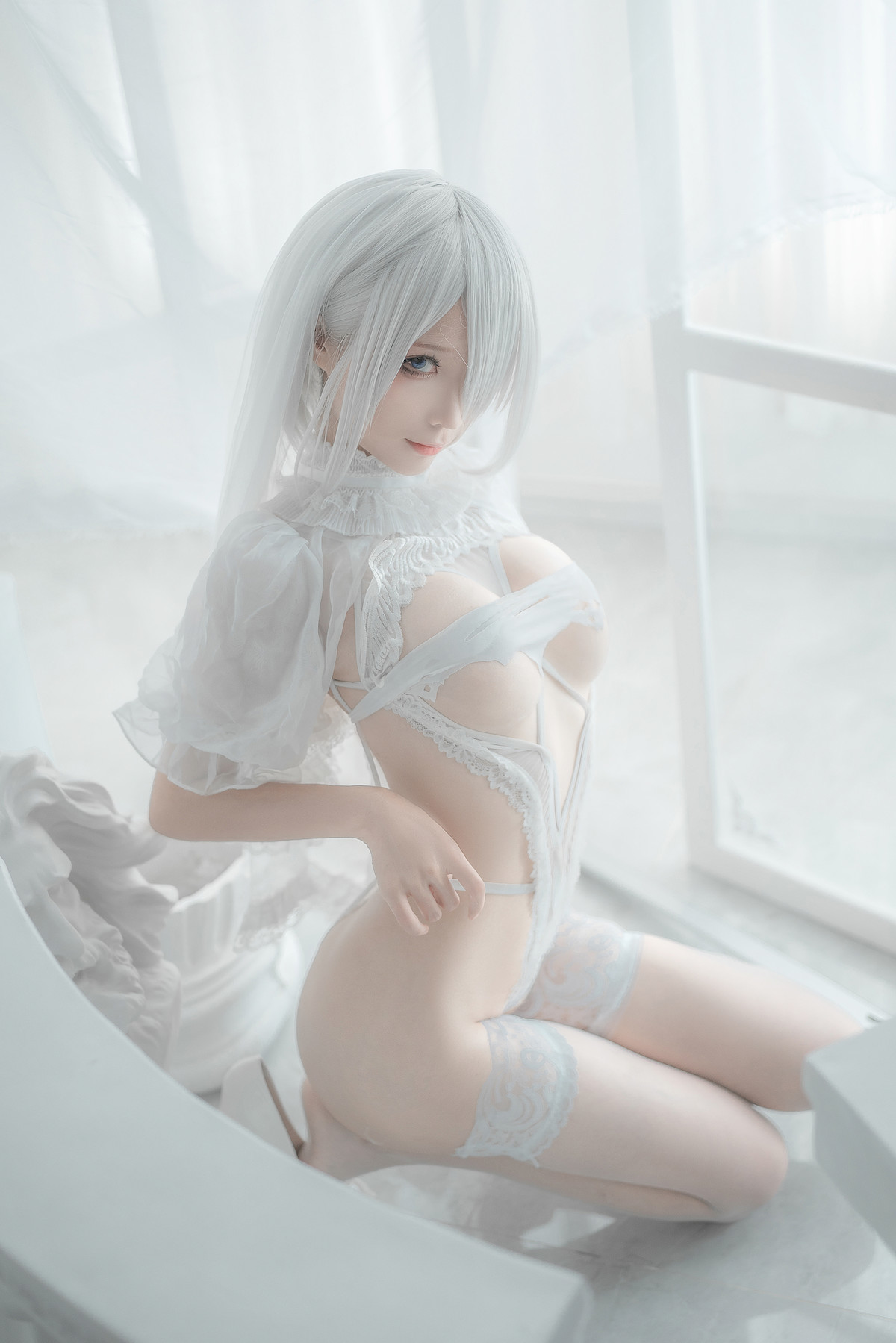 Silly Momo Cosplay 2B White Wedding Dress