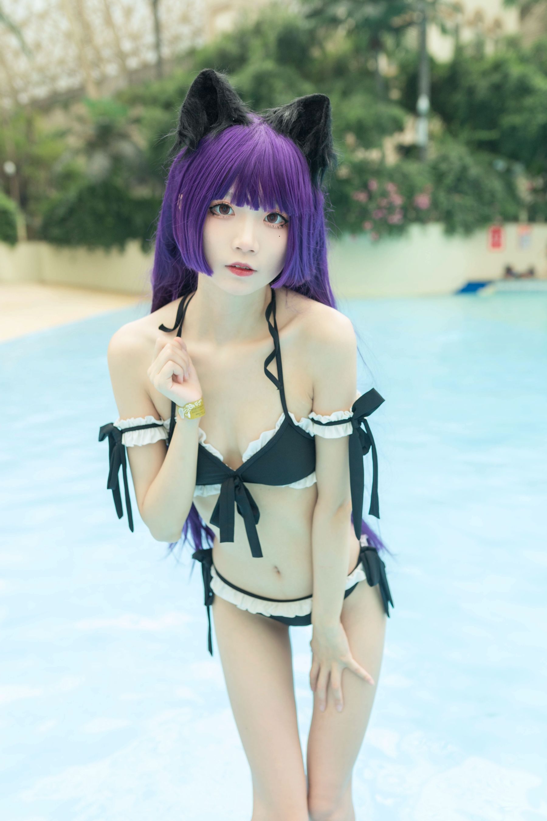 Net Red COSER Photo Pure Girl Five Ghosts -Black Cat Swimsuit