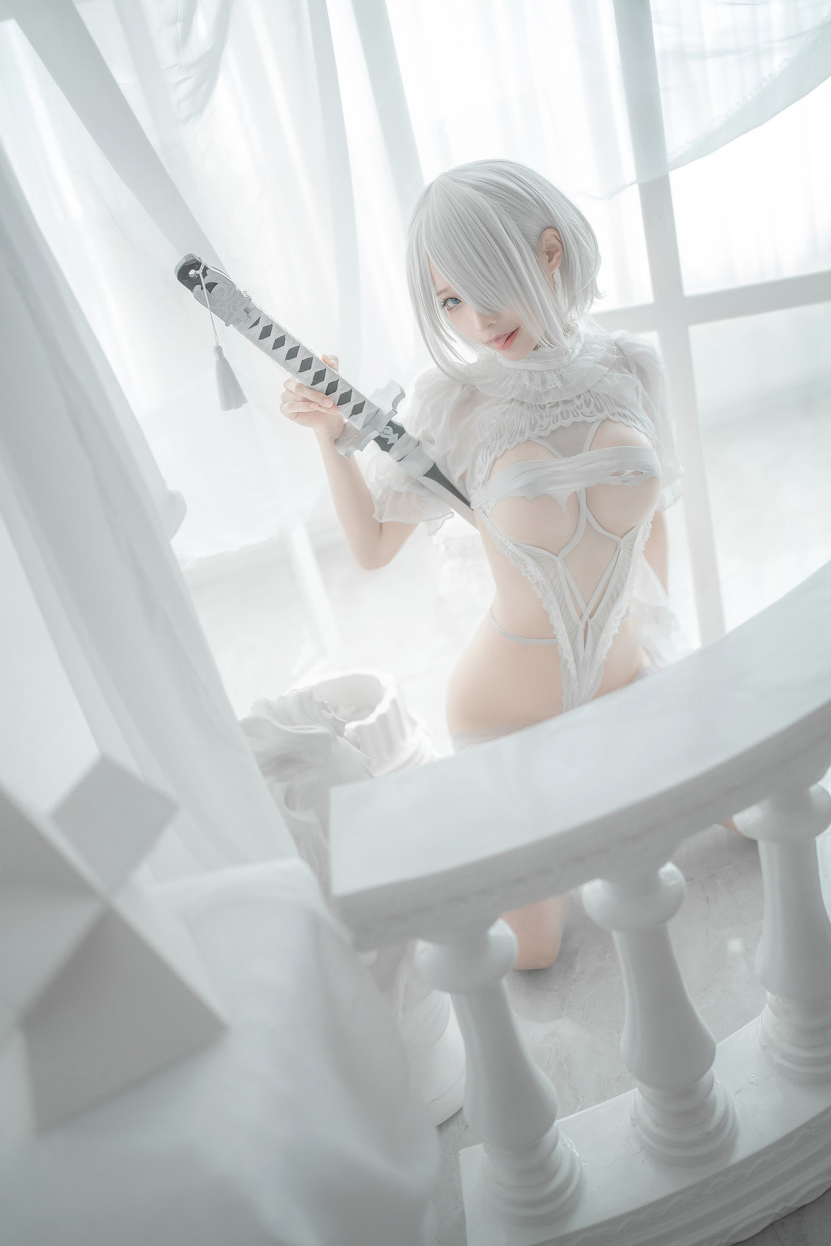 Silly Momo Cosplay 2B White Wedding Dress