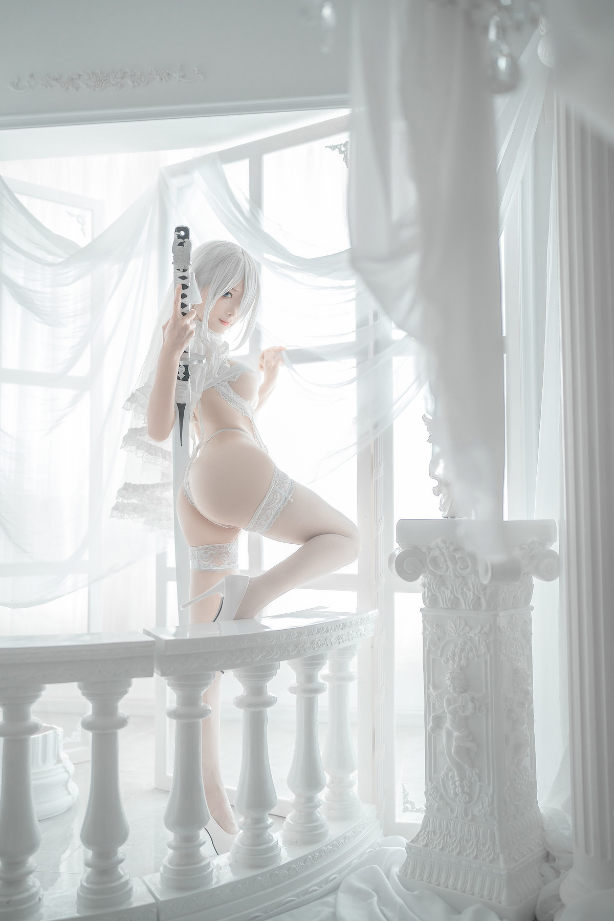 Silly Momo Cosplay 2B White Wedding Dress