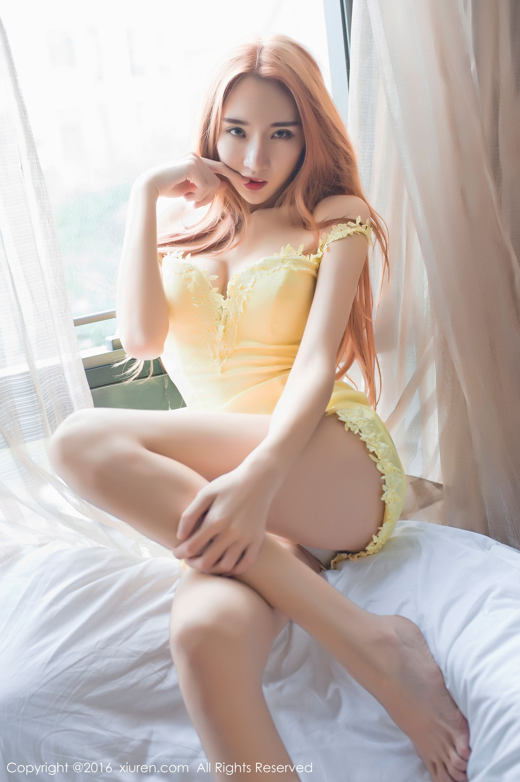 Beauty singer @Wuli Yan Su Pink underwear, lace pajamas, and vacuum suspenders Xiuren No.619