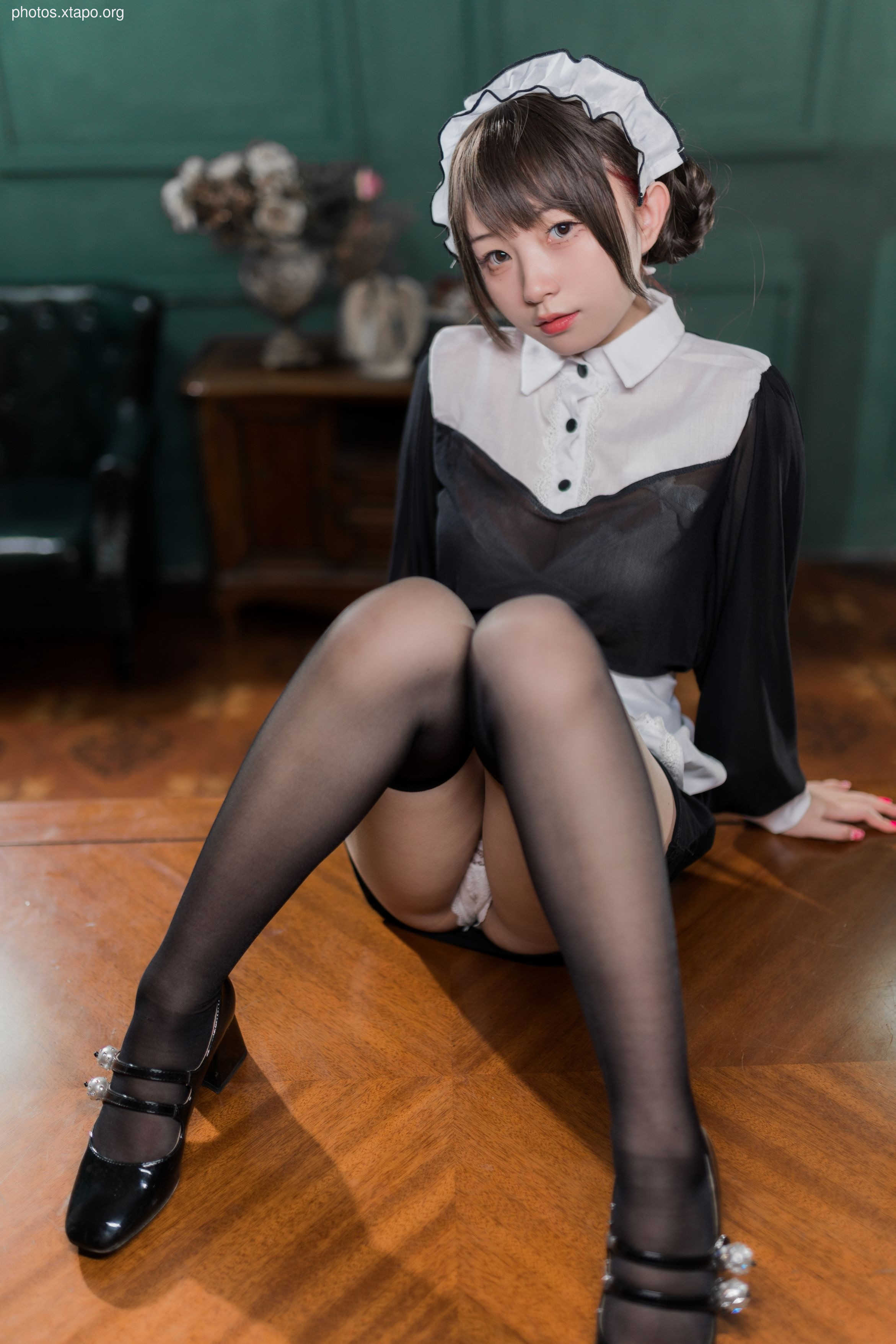 Huazing Black Silk Transparent Skirt Maid 65P602MB