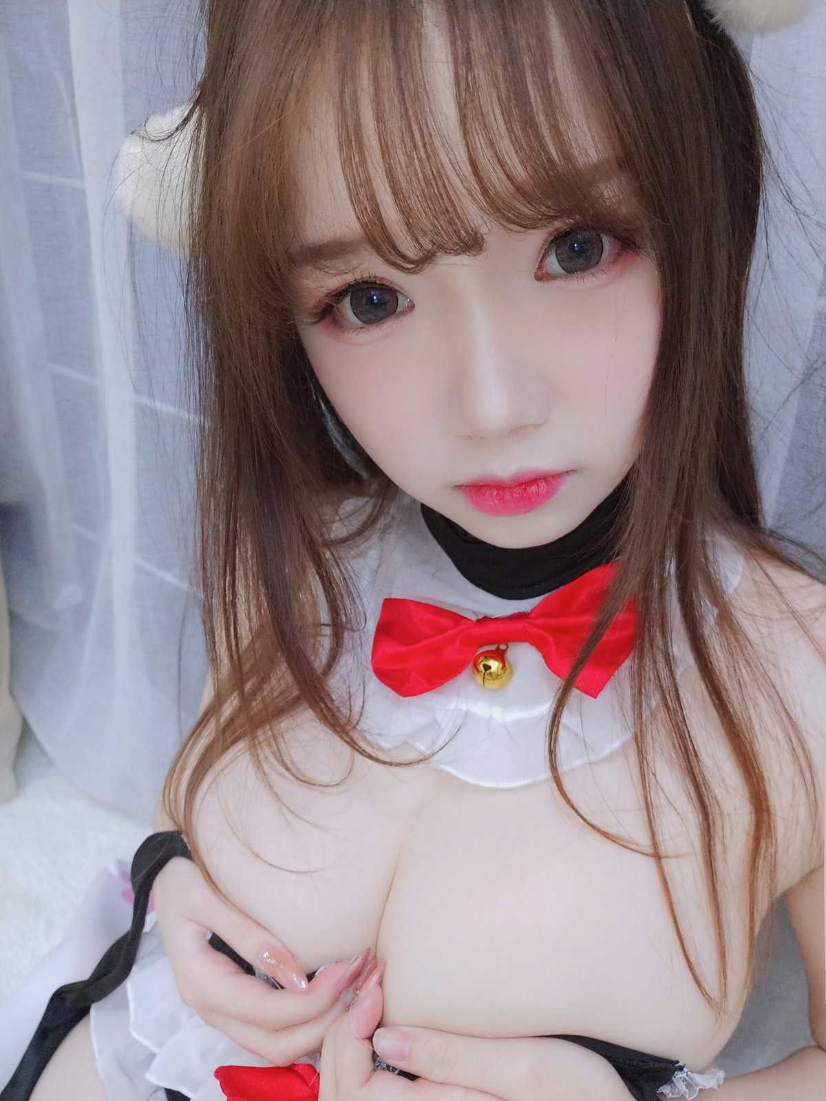 Anime blogger Xueqing ASTRA Lantern Festival Xuebao theme private sexy black underwear with white stockings show perfect body temptation photo 60p