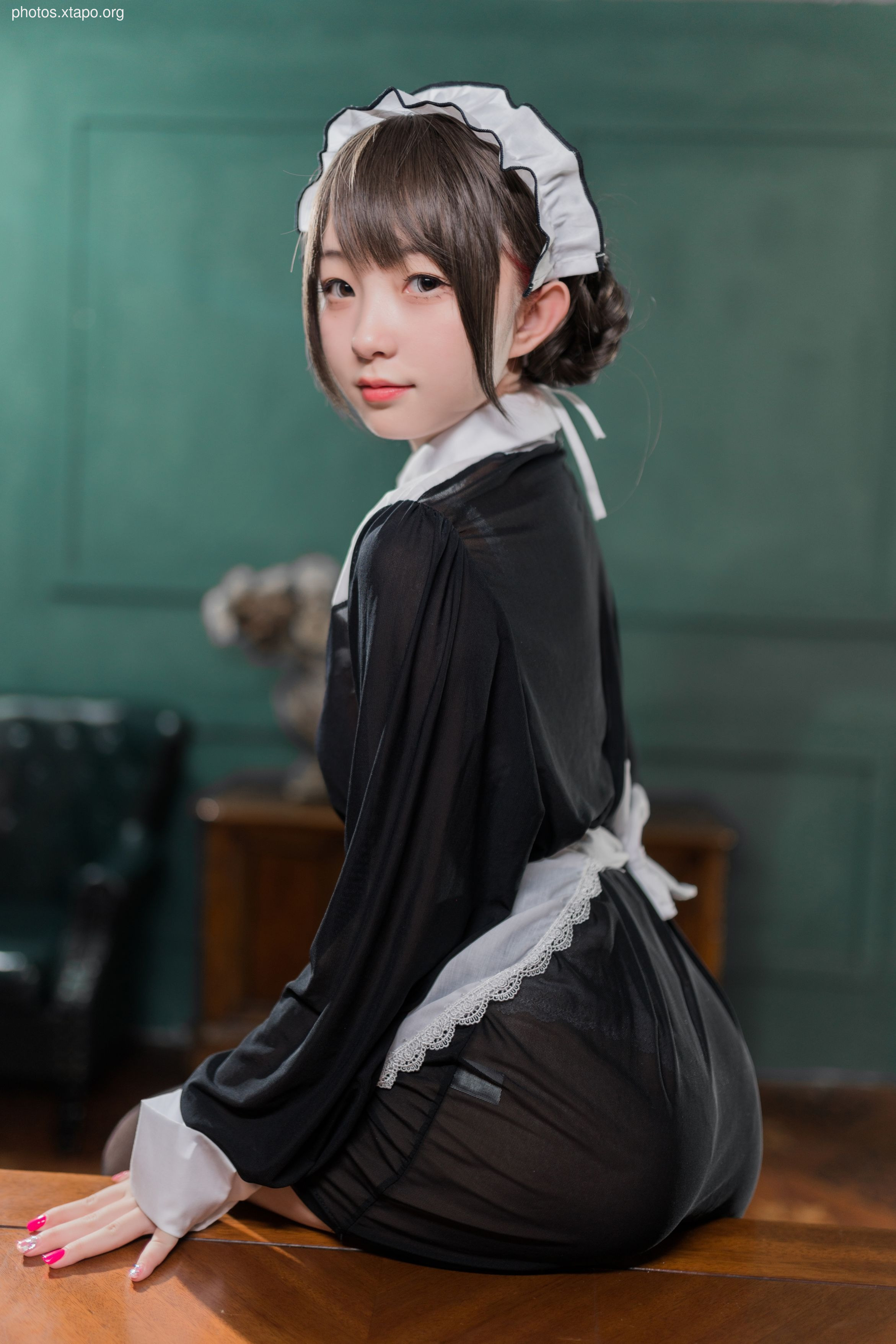 Huazing Black Silk Transparent Skirt Maid 65P602MB