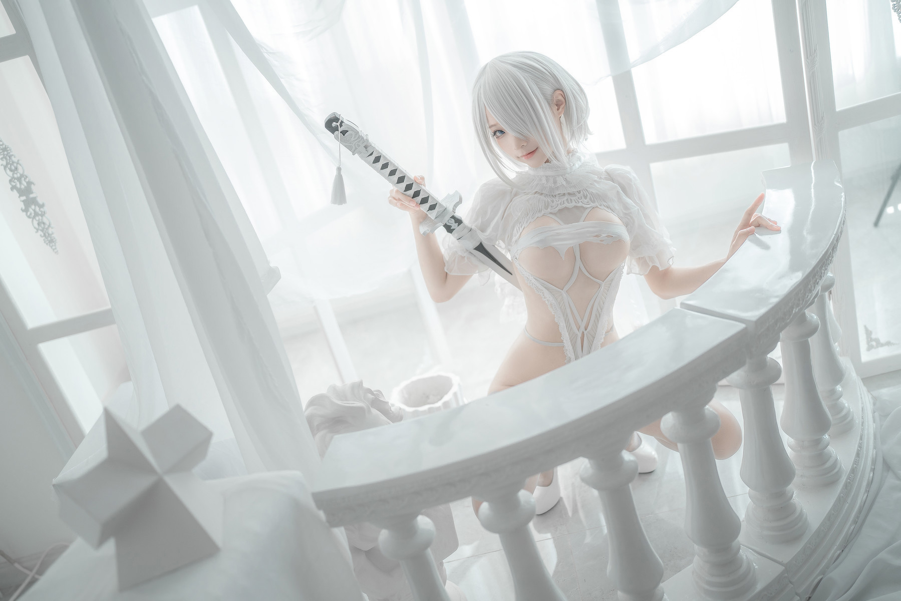 Silly Momo Cosplay 2B White Wedding Dress