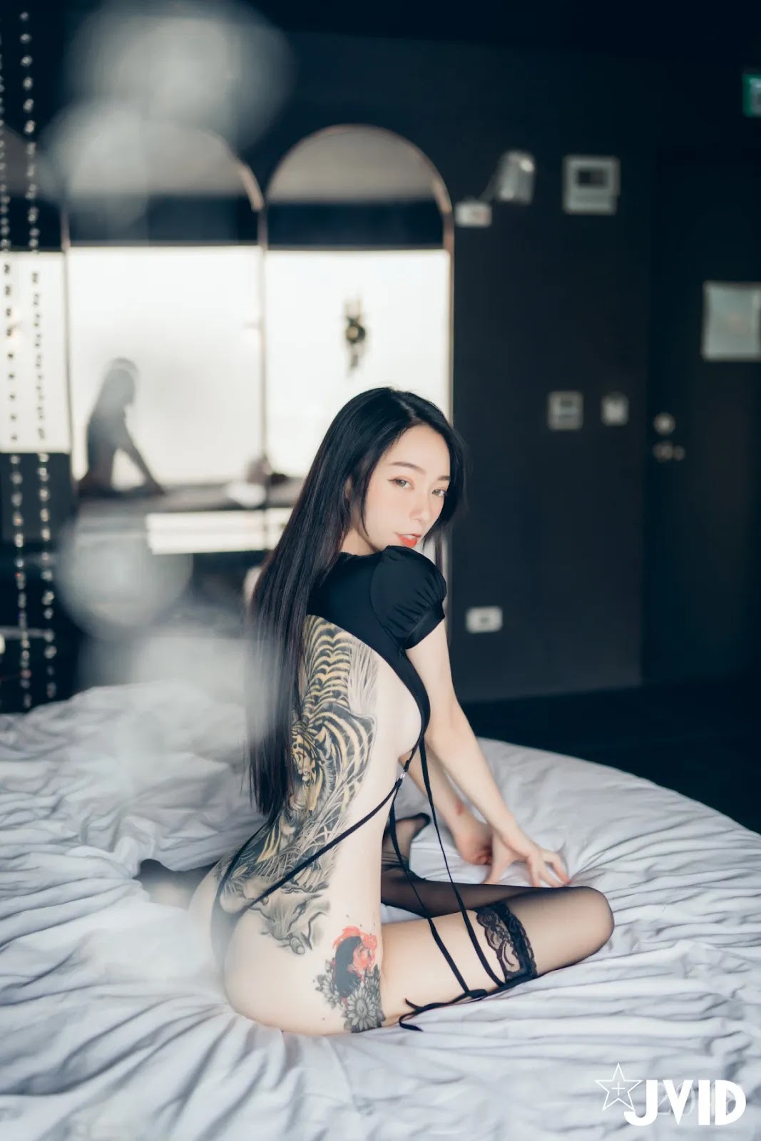 JVID Boutique Korean goddess Piaopiao, black, super fierce and can't cover the bulge, white, see-through pajamas, no matter what Piaopiao looks like!! Vol.01