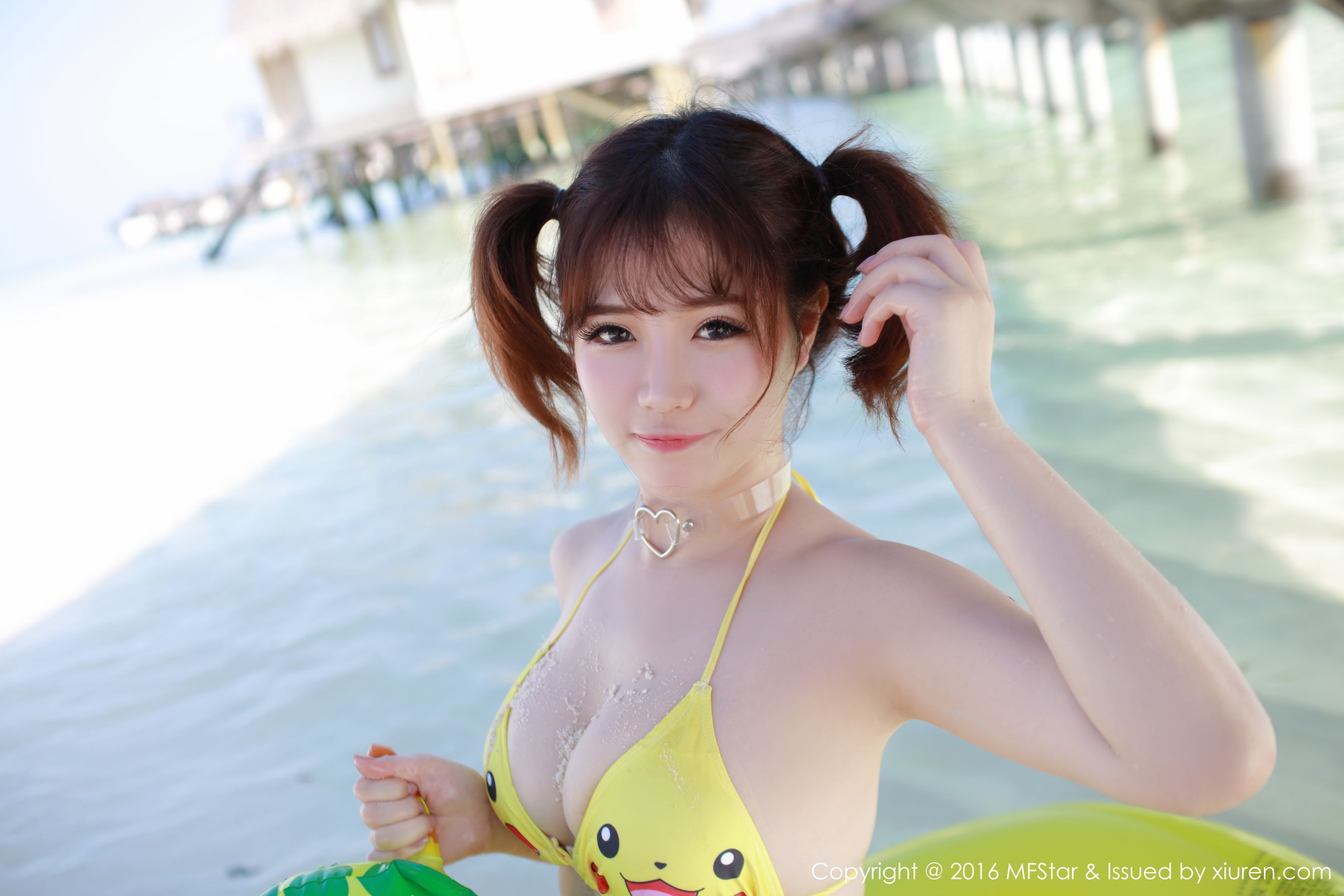 Xu Cake Maldives Travel Sports Wind SwimsuitPikachu Pikini Model Academy MFStar Vol.056