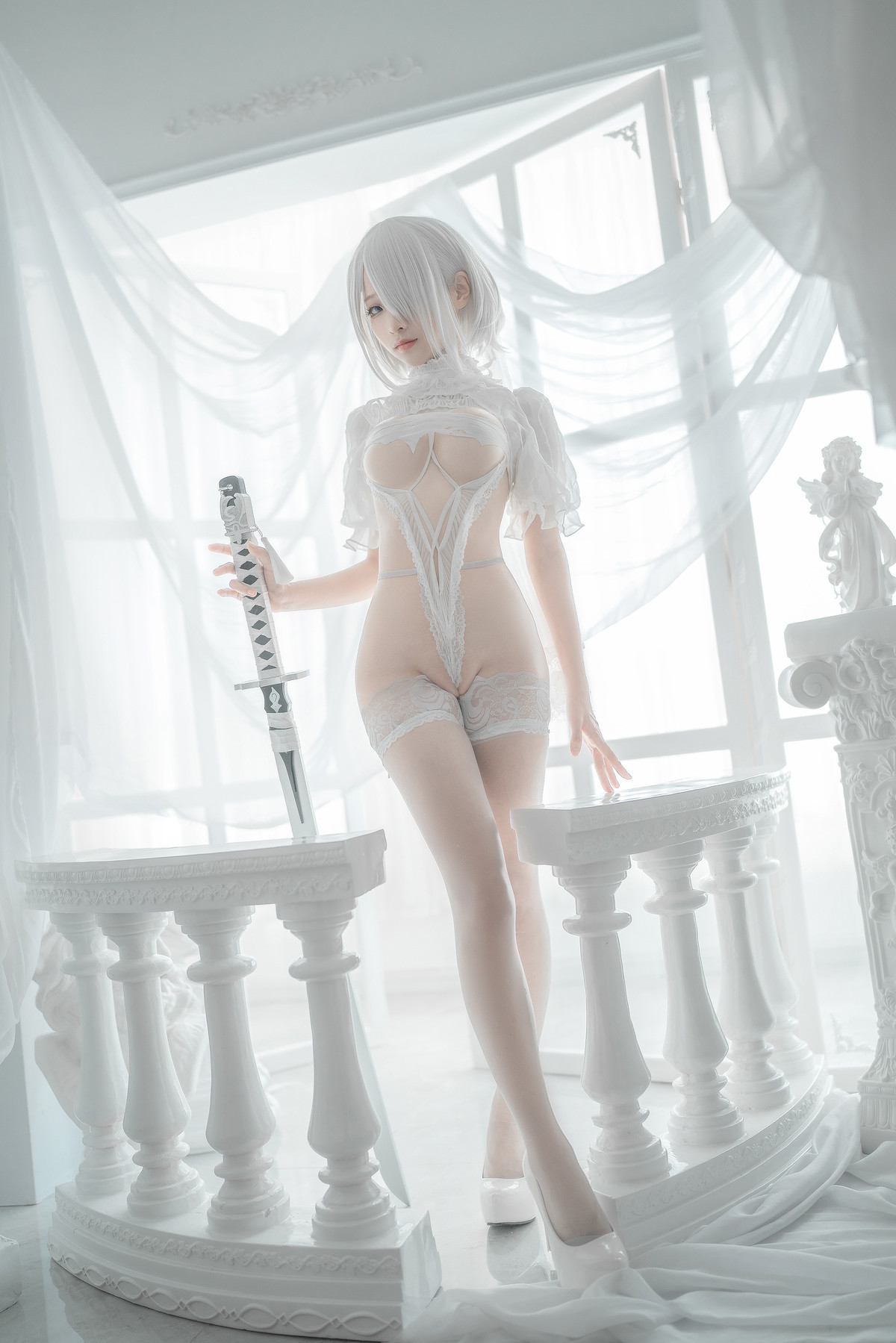 Silly Momo Cosplay 2B White Wedding Dress