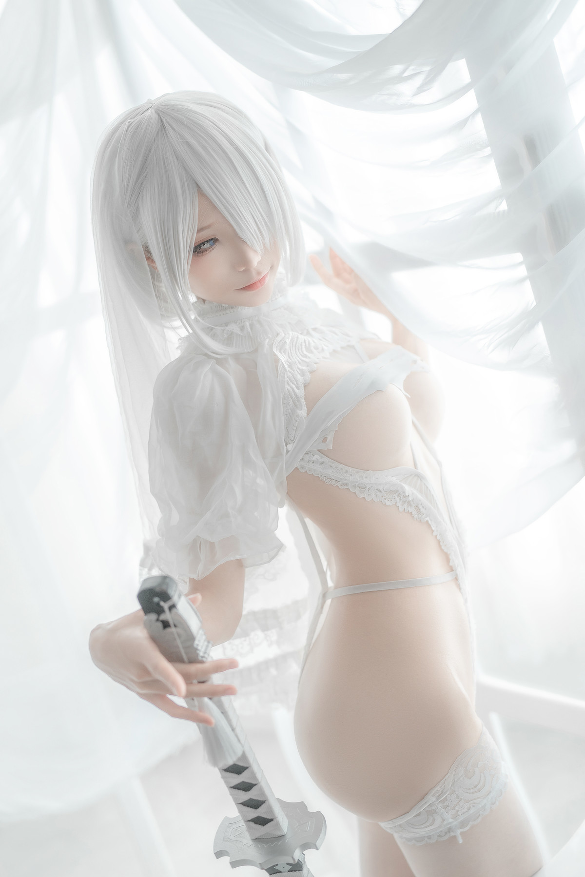 Silly Momo Cosplay 2B White Wedding Dress