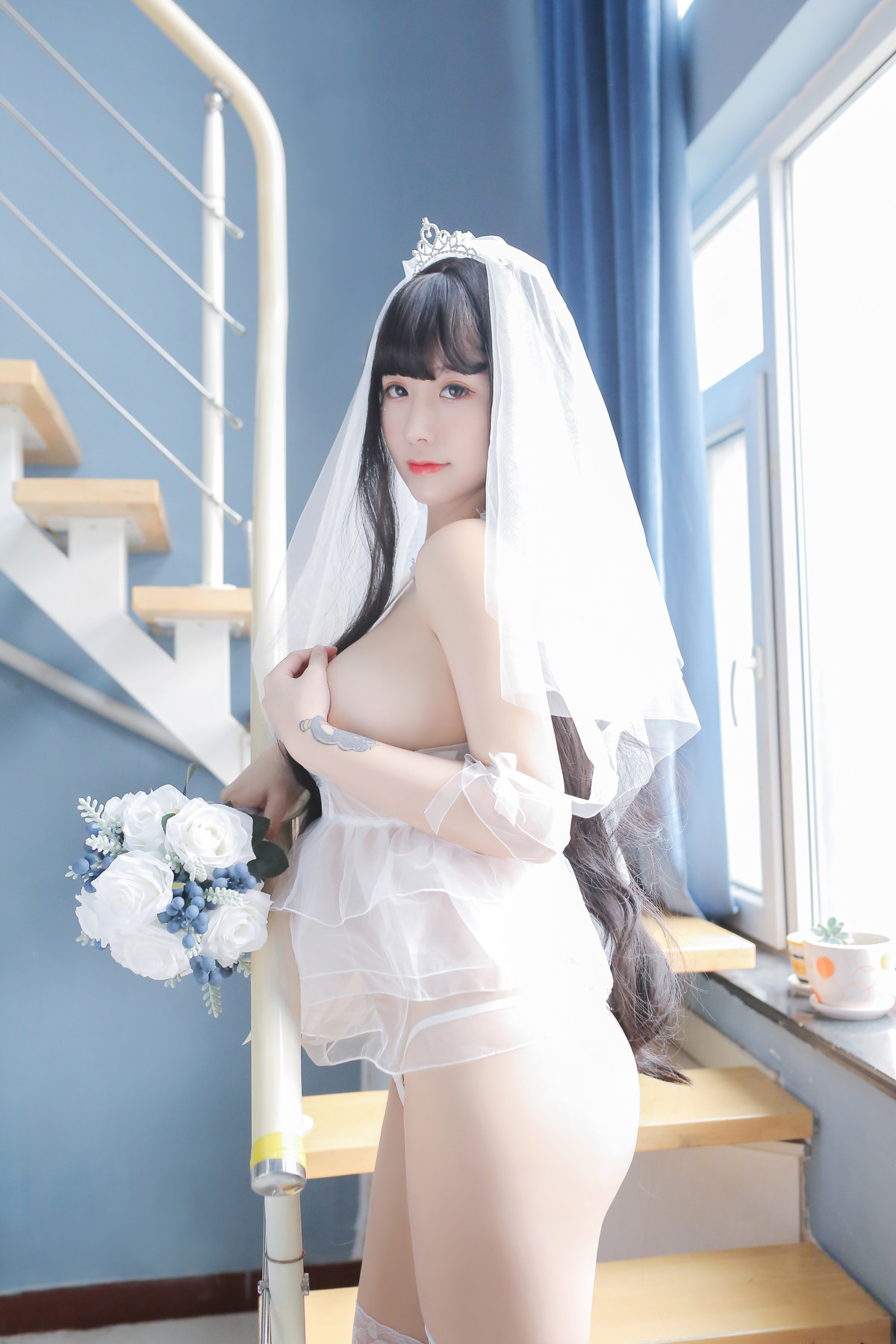 Cosplay Sakura Sakura Long Hair Wedding Dress Set.02