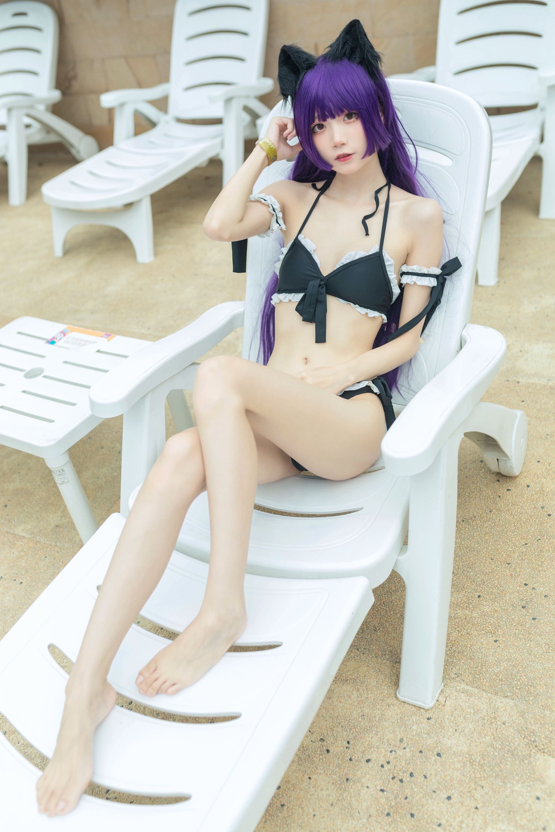 Net Red COSER Photo Pure Girl Five Ghosts -Black Cat Swimsuit