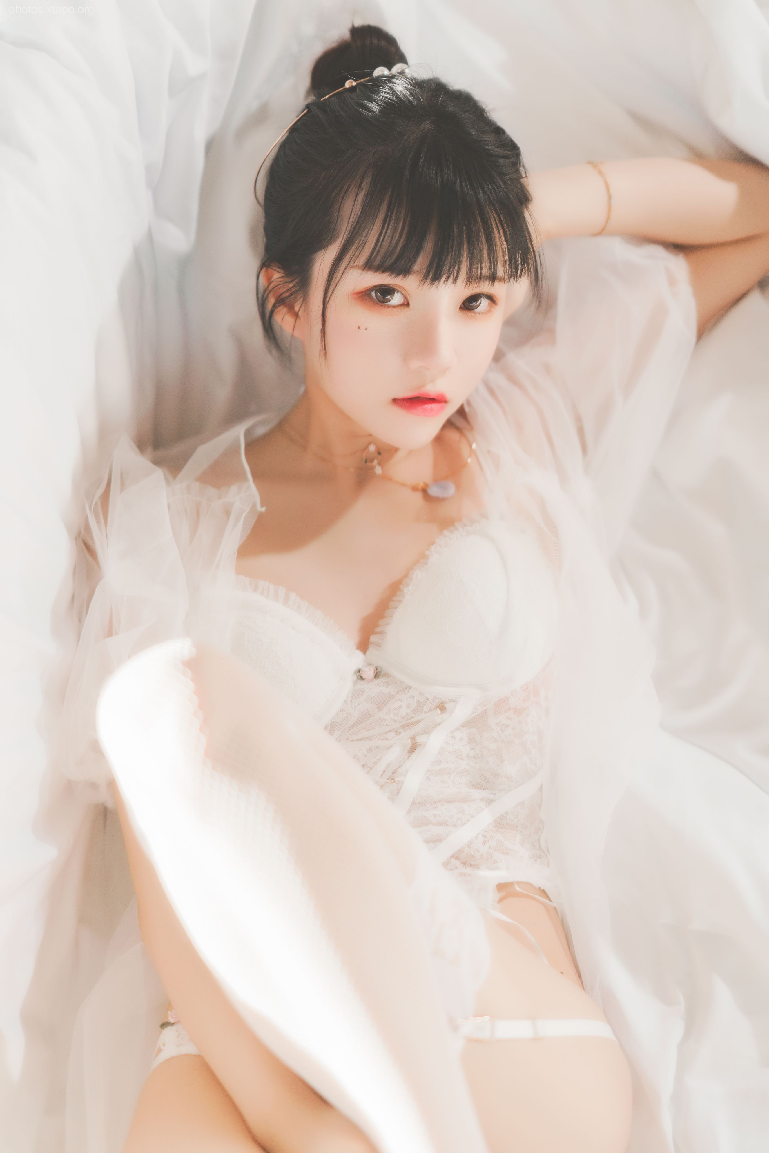 糖 桜 – -White gauze sugar