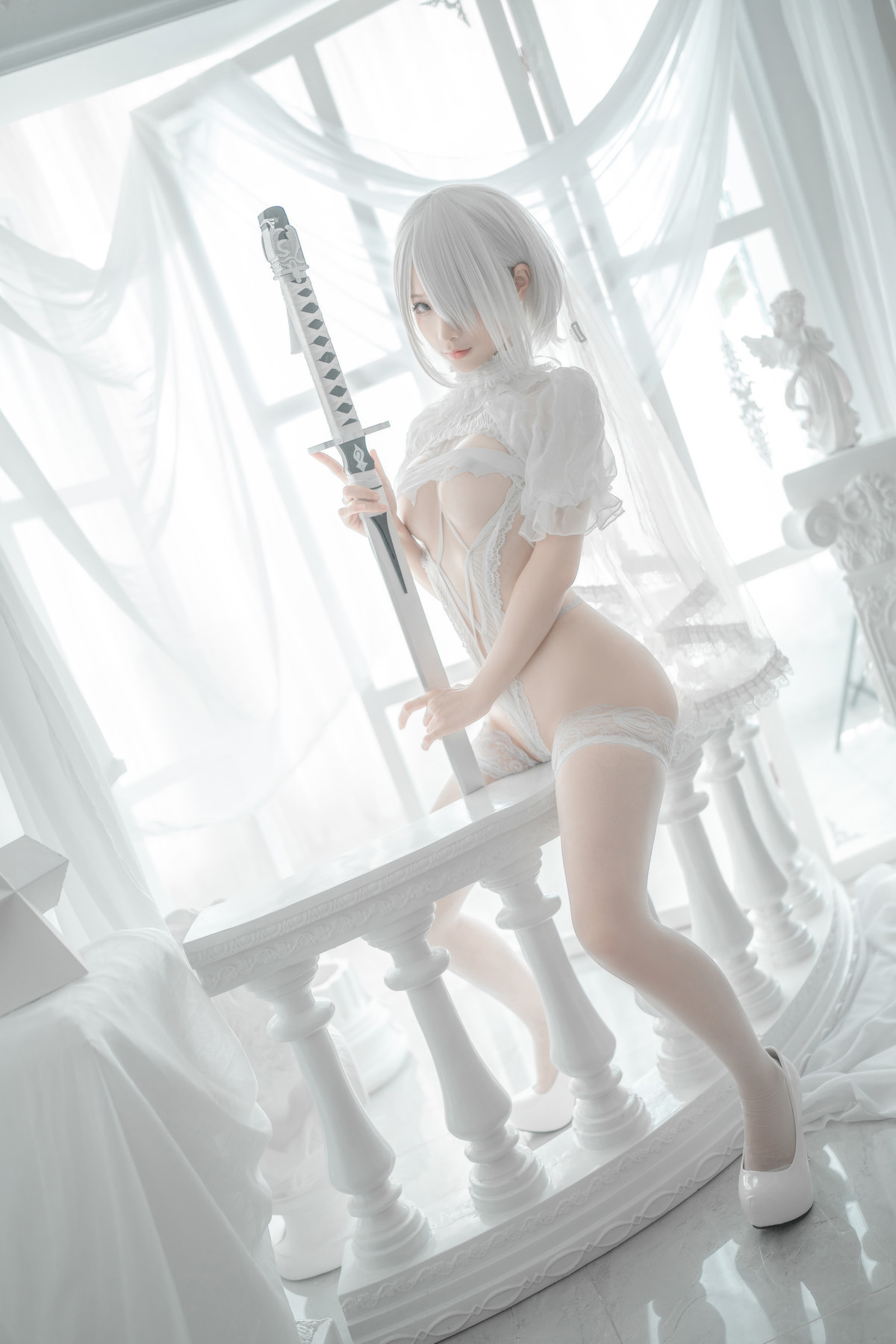 Silly Momo Cosplay 2B White Wedding Dress