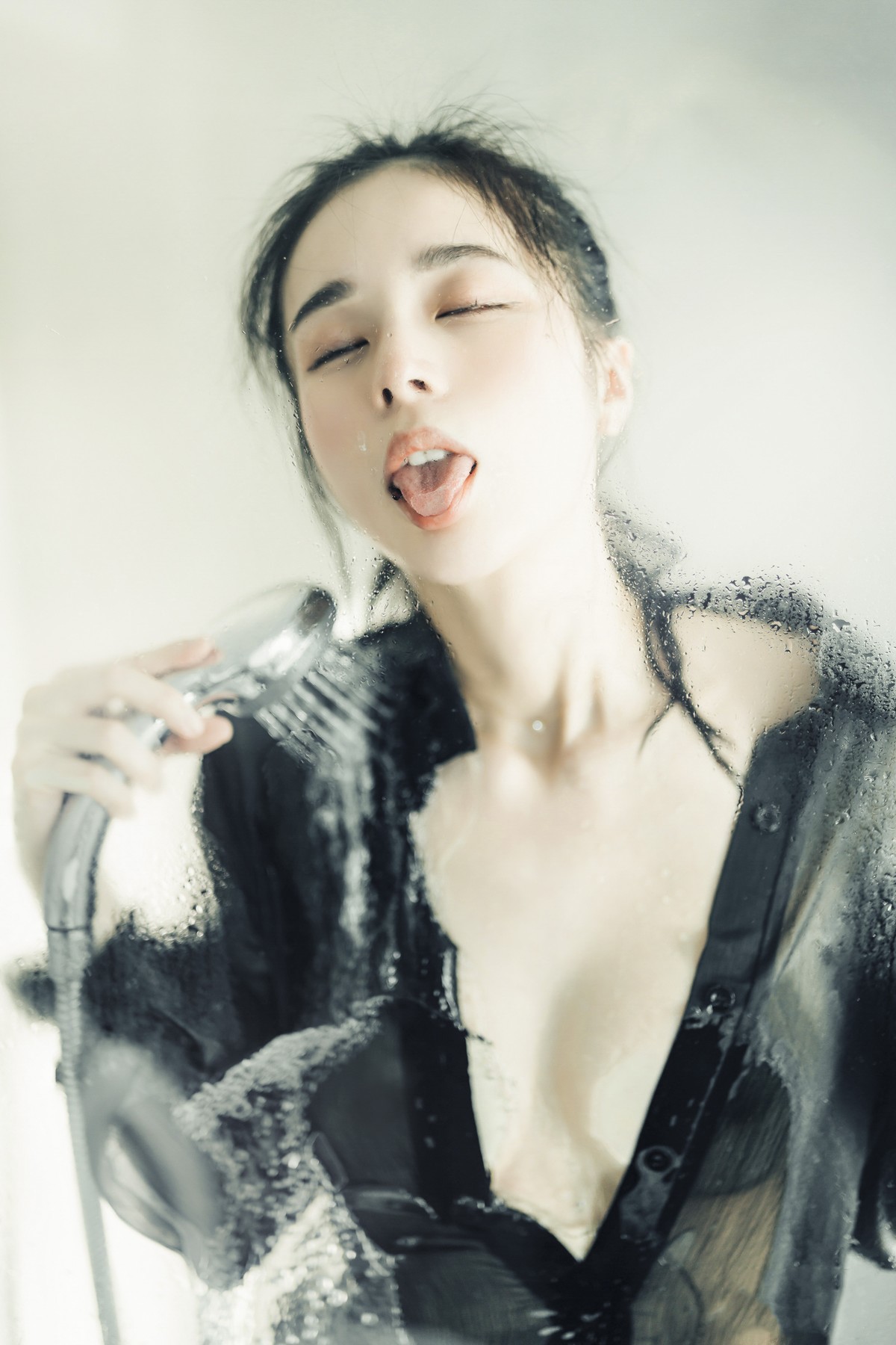 JVID Boutique 🔞Xianxianchen transparent blouse, transparent camel hoof panties, moist black stockings, my girlfriend is a little bit sexy this time😈 a little sweet Set.02