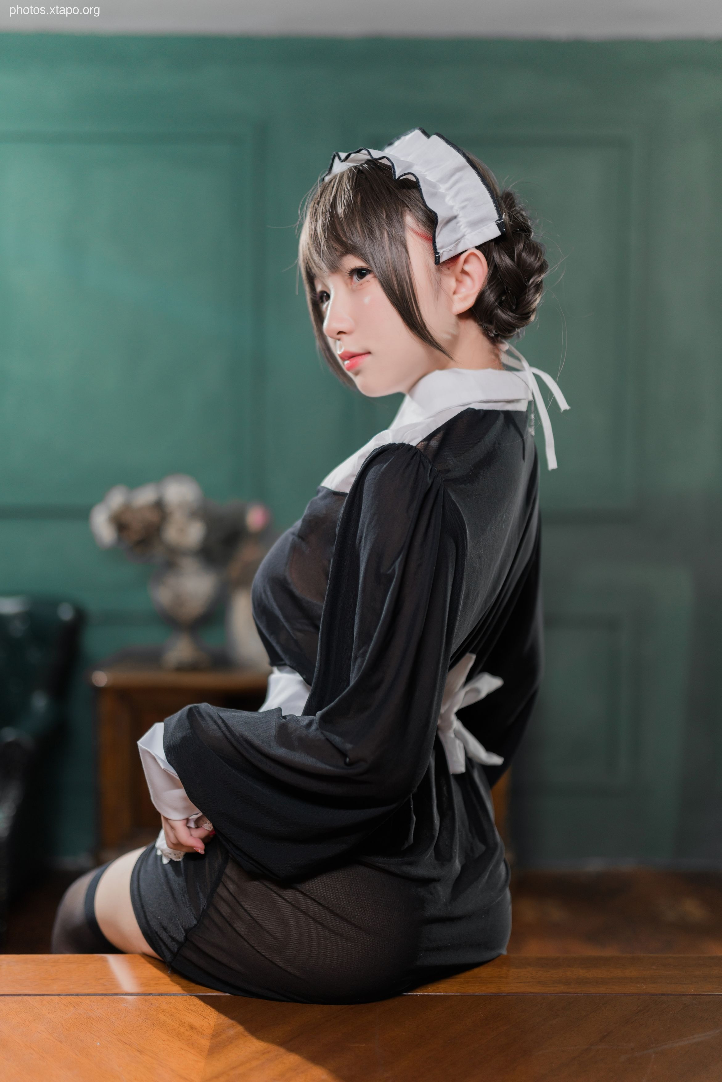 Huazing Black Silk Transparent Skirt Maid 65P602MB