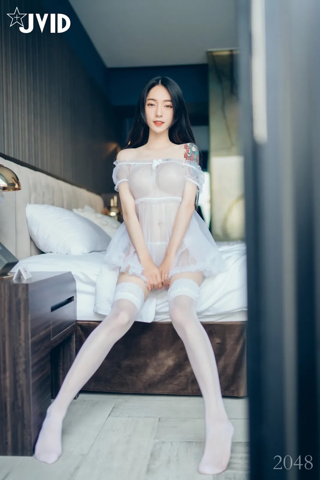 JVID Boutique Korean goddess Piaopiao, black, super fierce and can't cover the bulge, white, see-through pajamas, no matter what Piaopiao looks like!! Vol.02