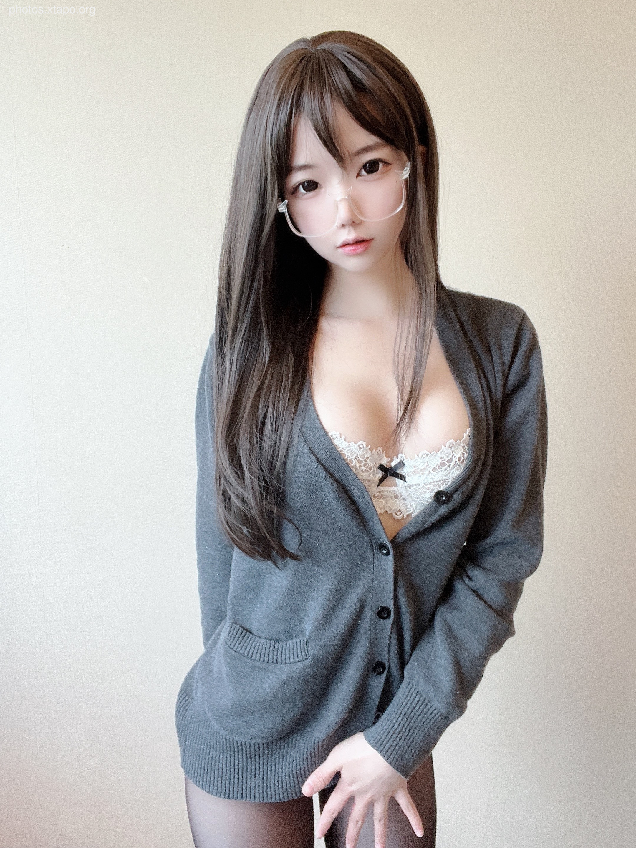 rainy black silk white lace 51p