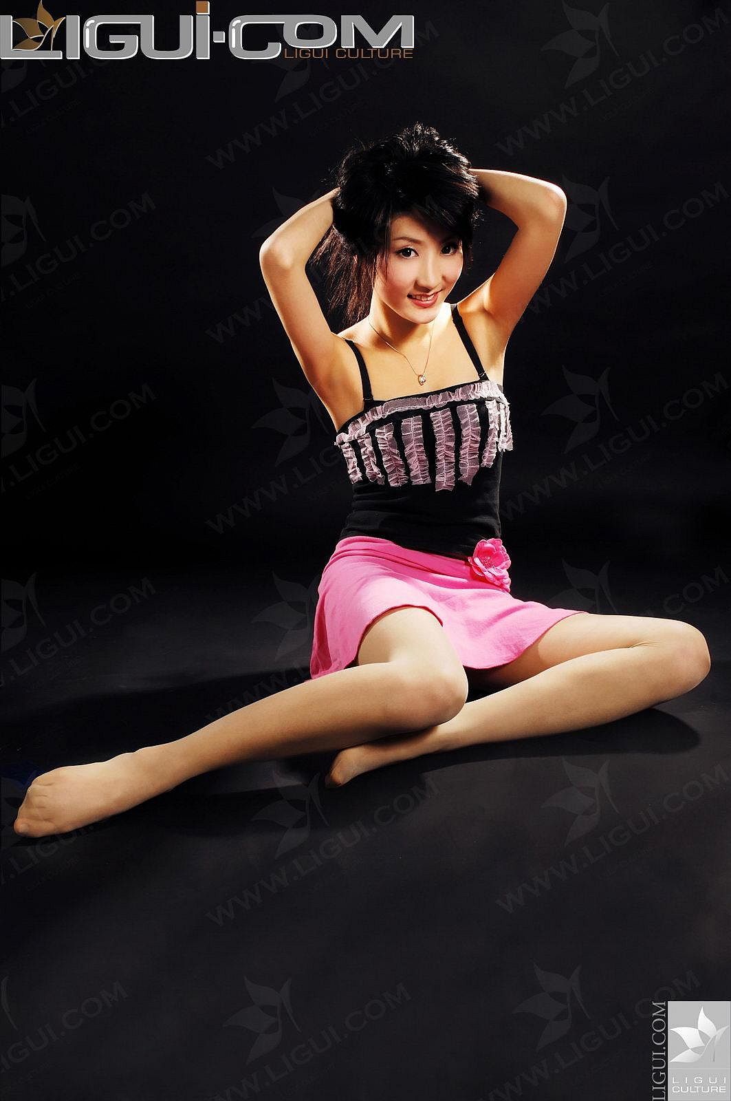 Model Chen Jiazaki Plug Pink Skirt silk foot photo picture Li Cabinel LIGUI